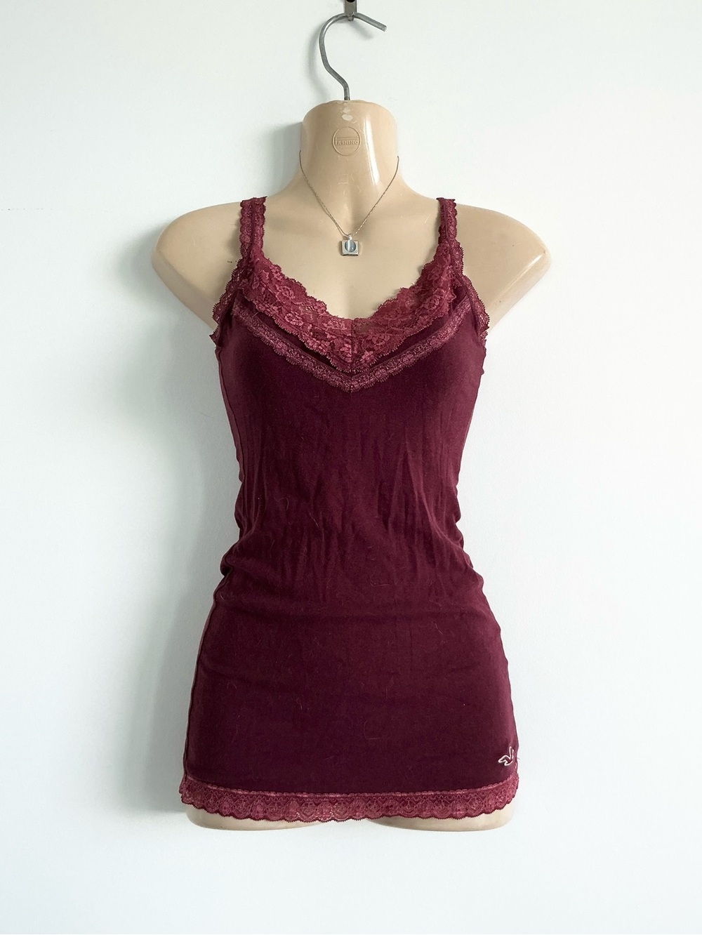 Vintage Hollister y2k burgundy lace cami tank red maroon fitted full length
